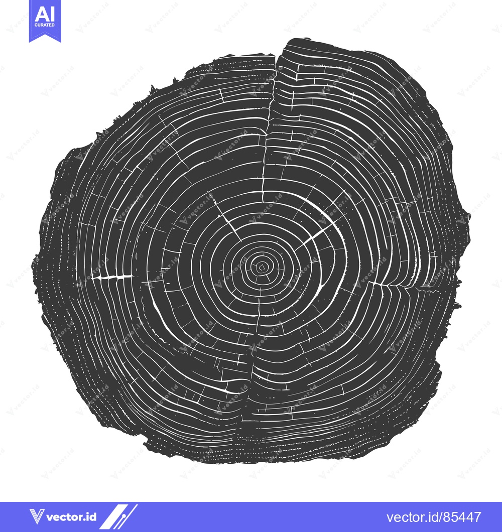 Premium Vector dari A Black and White Illustration of a Tree Trunk Cross Section