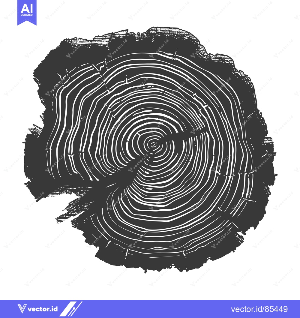Premium Vector dari Cross-section of a Tree Trunk with Visible Growth Rings