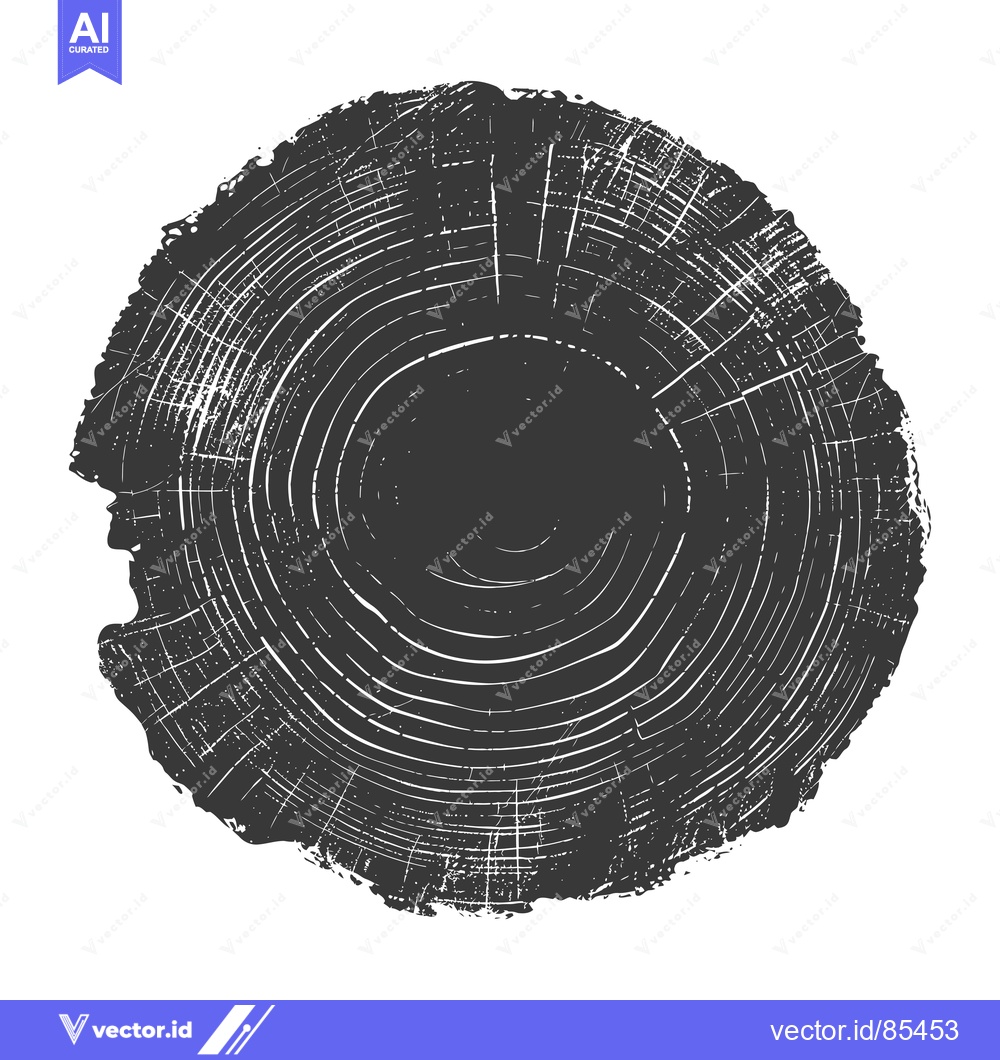 Premium Vector dari A Detailed Black and White Illustration of a Tree Cross Section