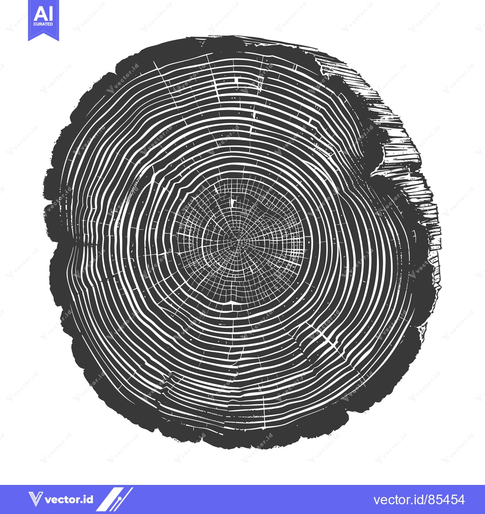 Premium Vector dari Cross-section of a tree trunk with visible growth rings