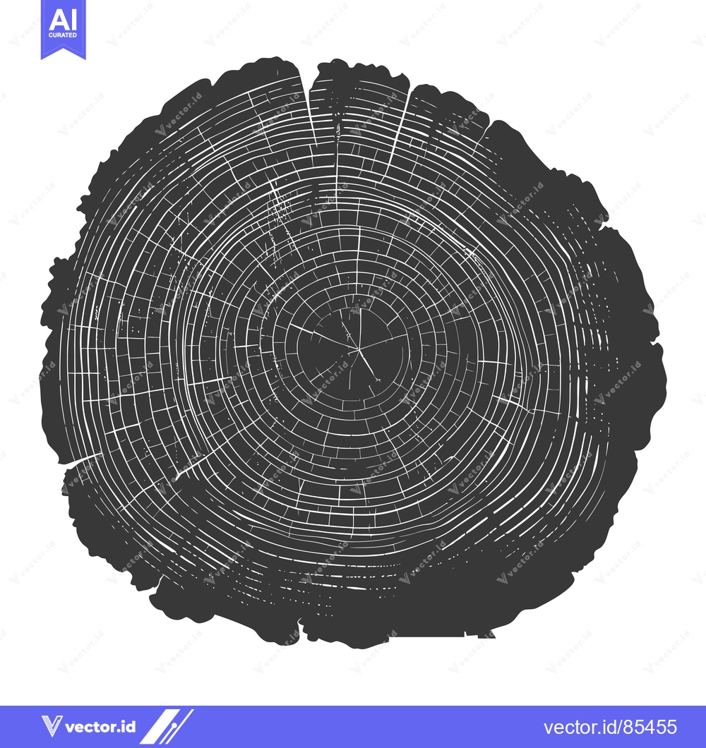 Premium Vector dari Detailed Cross-Section of a Tree Trunk Showing Growth Rings