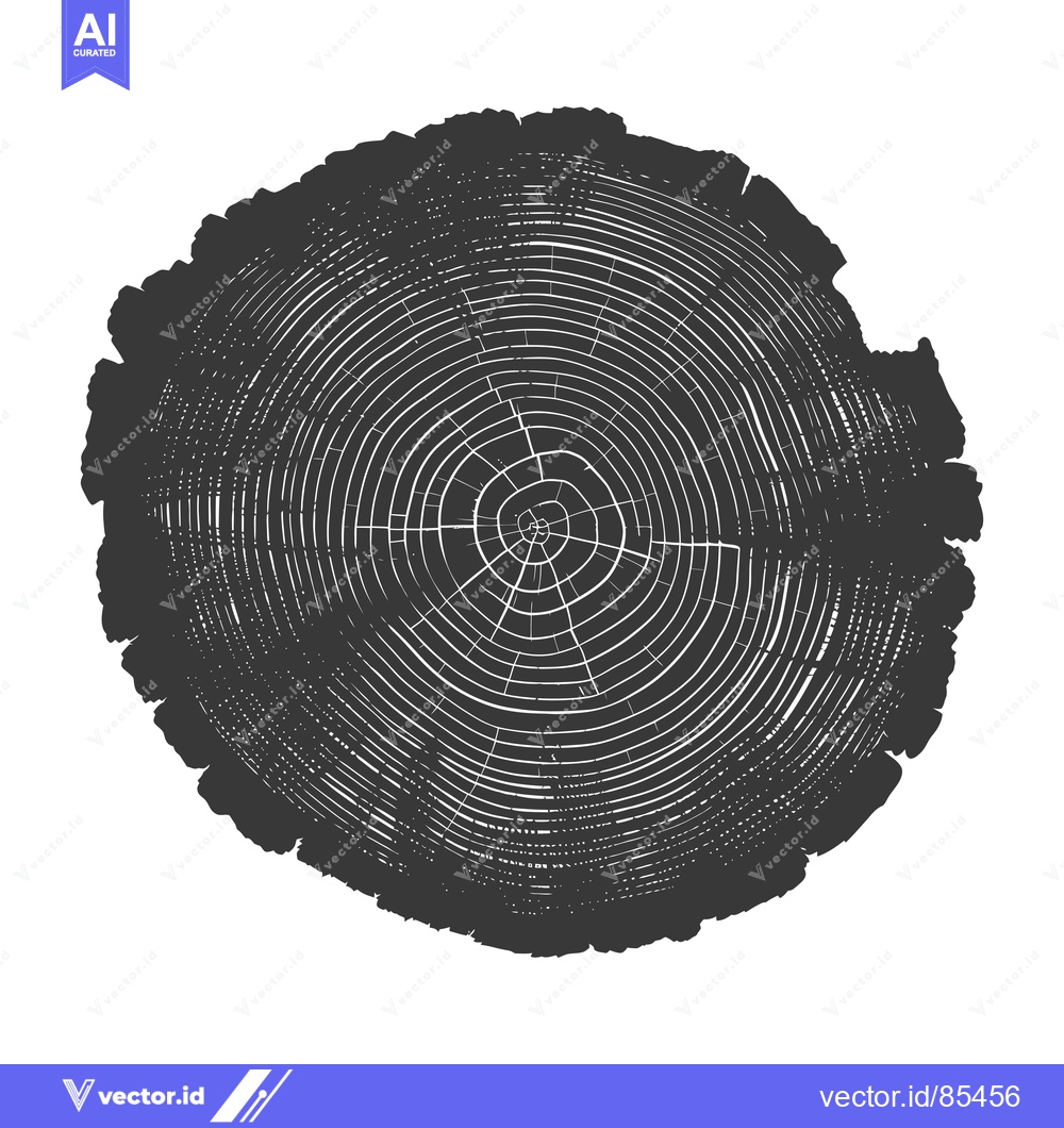 Premium Vector dari Cross Section of a Tree Trunk with Visible Growth Rings