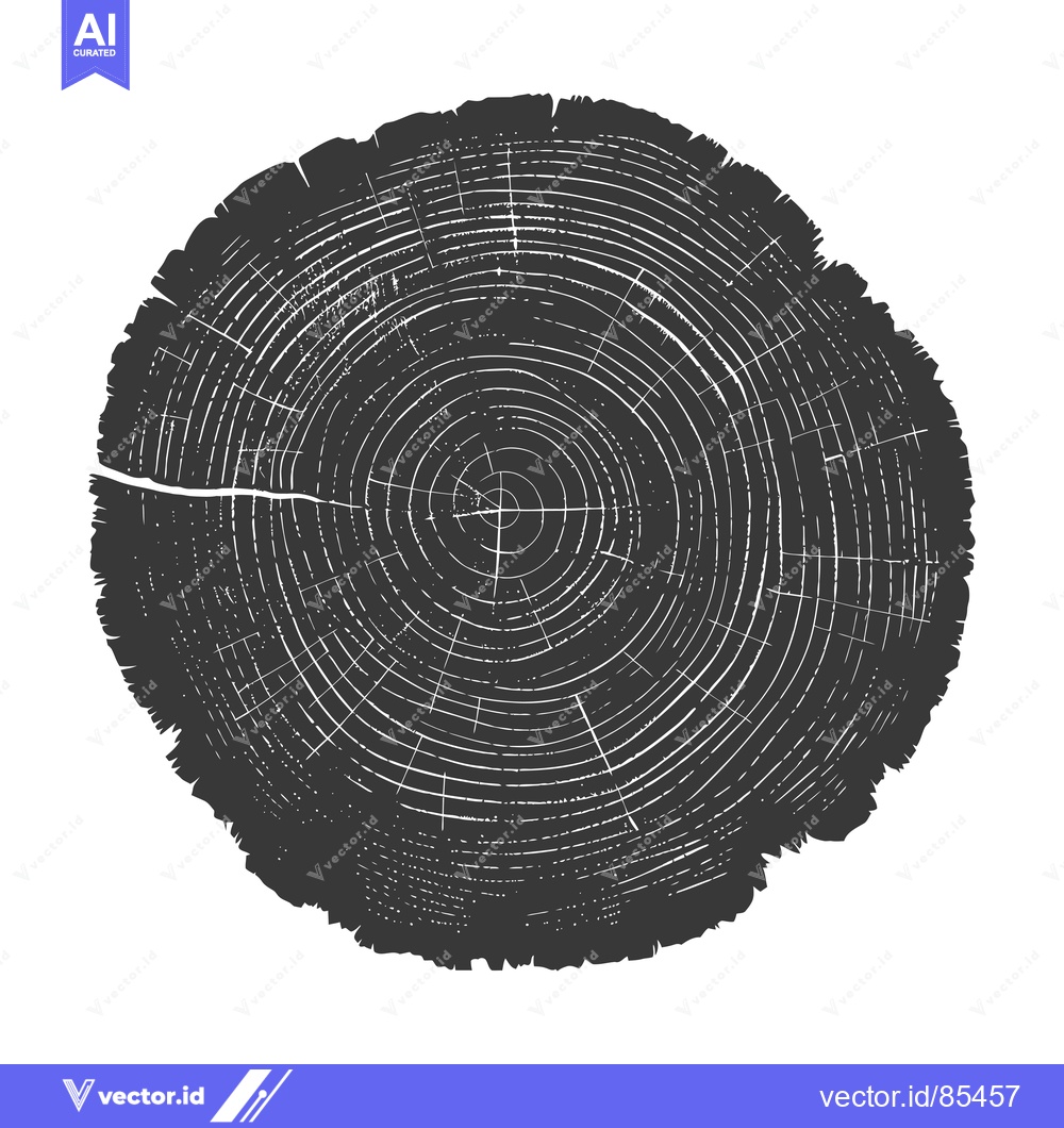 Premium Vector of Cross-section of a Tree Trunk with Visible Growth Rings