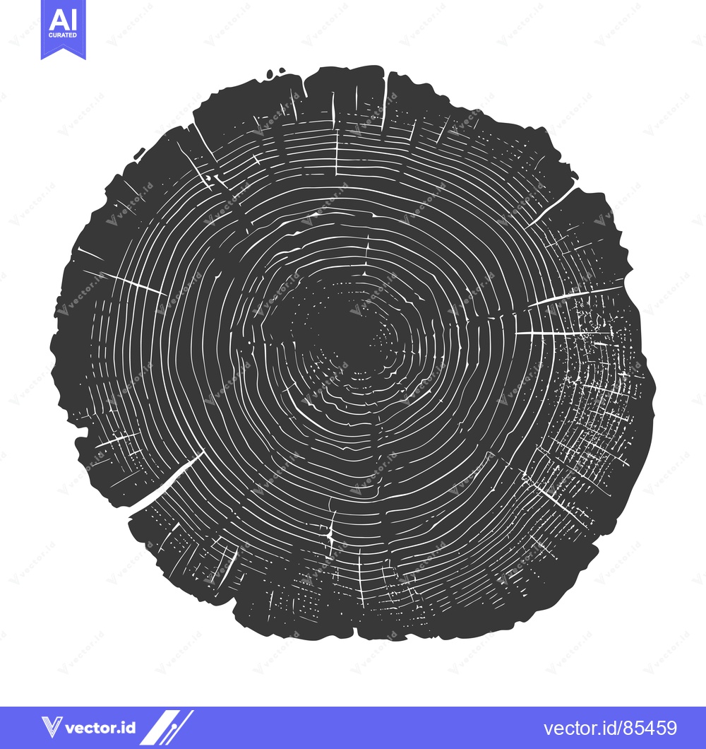 Premium Vector dari Cross-Section of a Tree Trunk with Visible Growth Rings