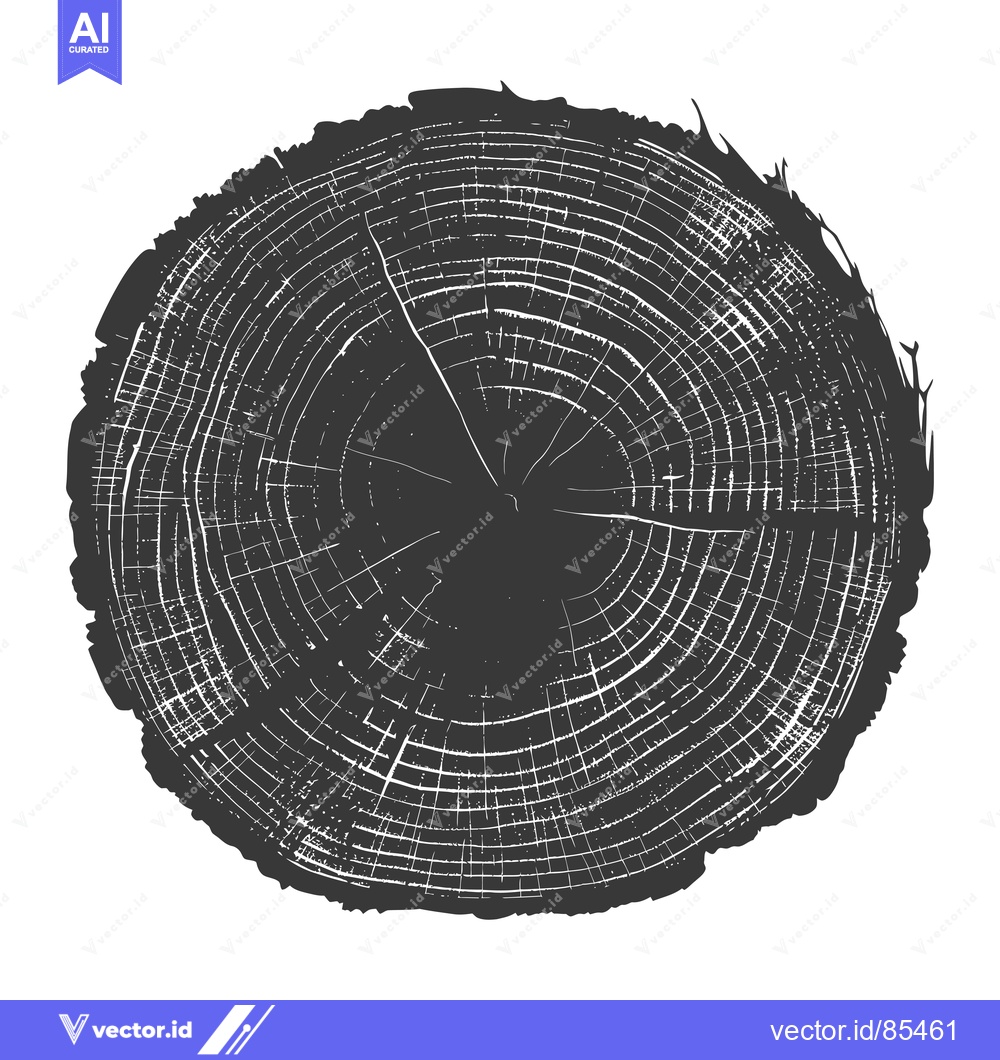 Premium Vector dari Black and White Illustration of a Tree Trunk Cross Section