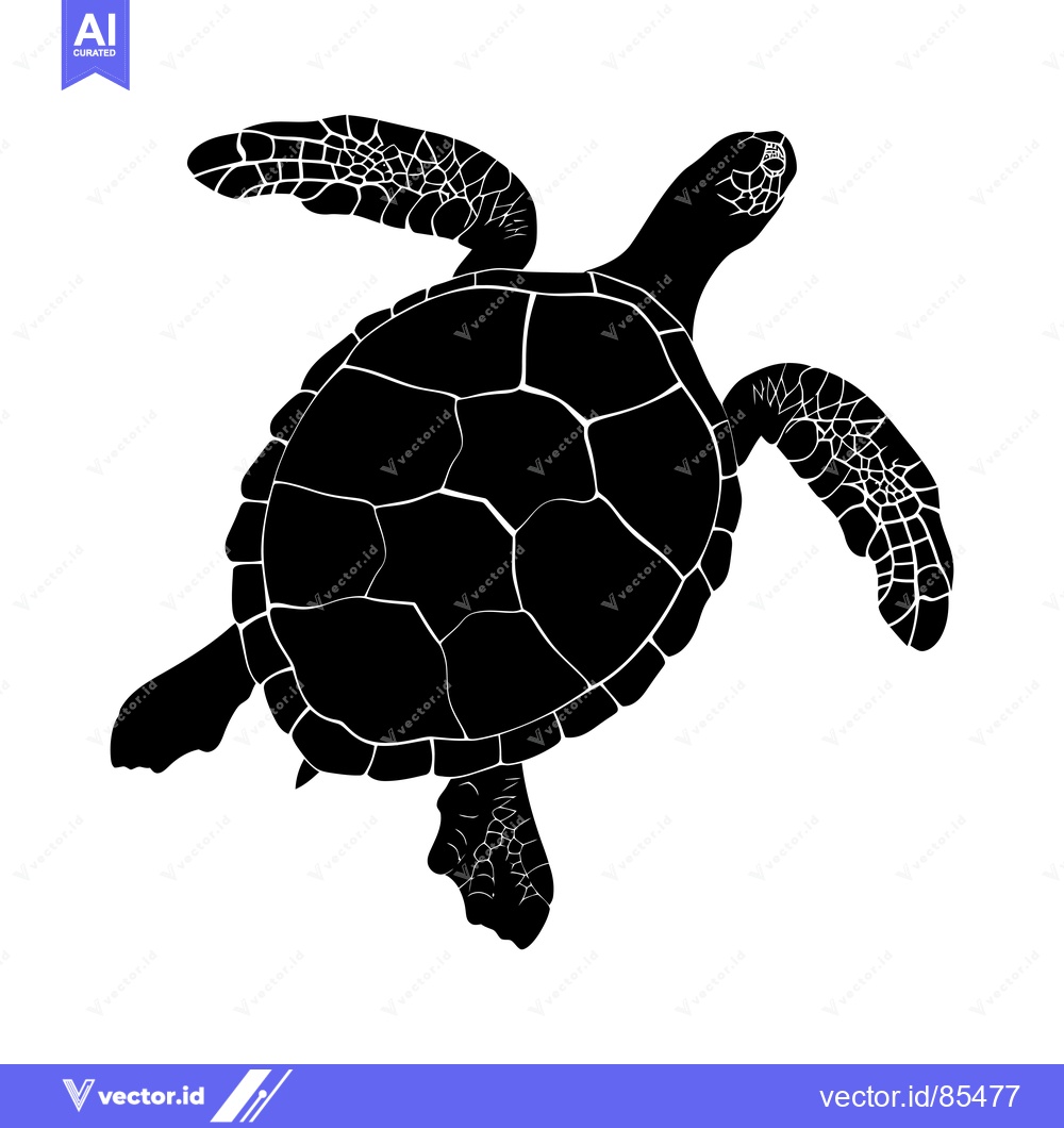 Premium Vector dari Black and White Silhouette of a Sea Turtle