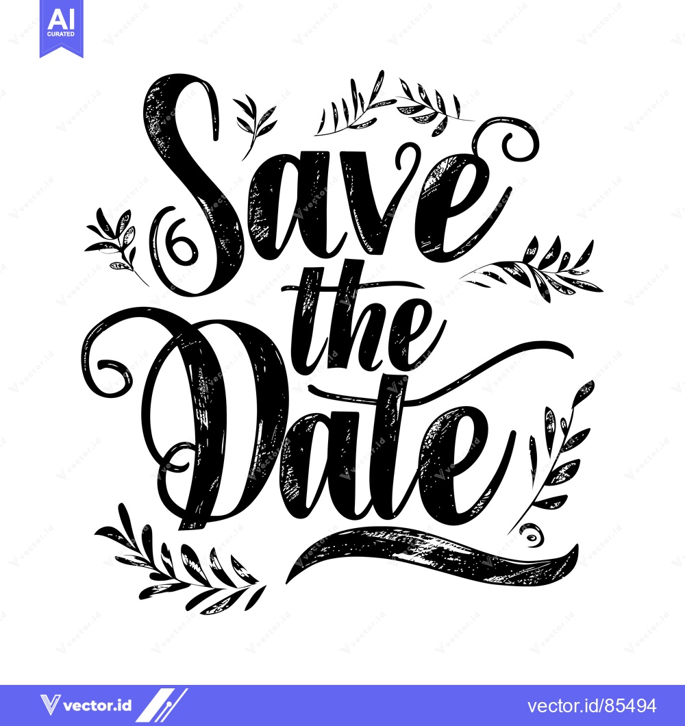 Premium Vector dari Handwritten "Save the Date" inscription with floral accents
