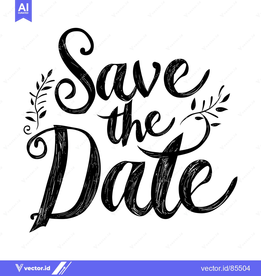 Premium Vector dari Hand-drawn "Save the Date" inscription with decorative flourishes