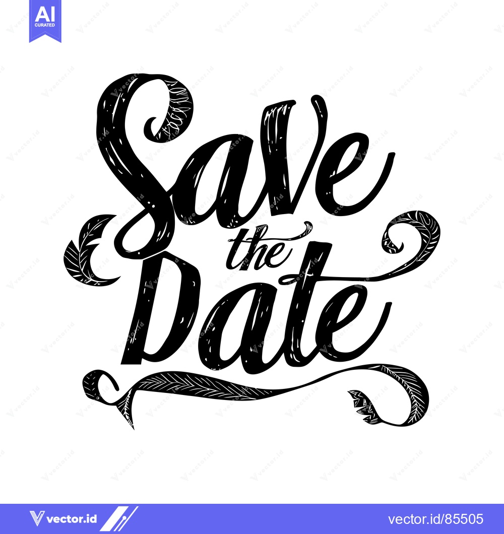 Premium Vector dari Handwritten "Save the Date" with Ornate Floral Design