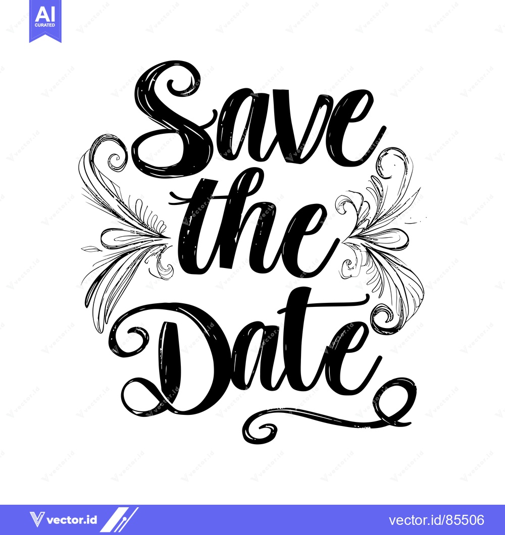 Premium Vector dari Handwritten Save the Date with Ornamental Flourishes