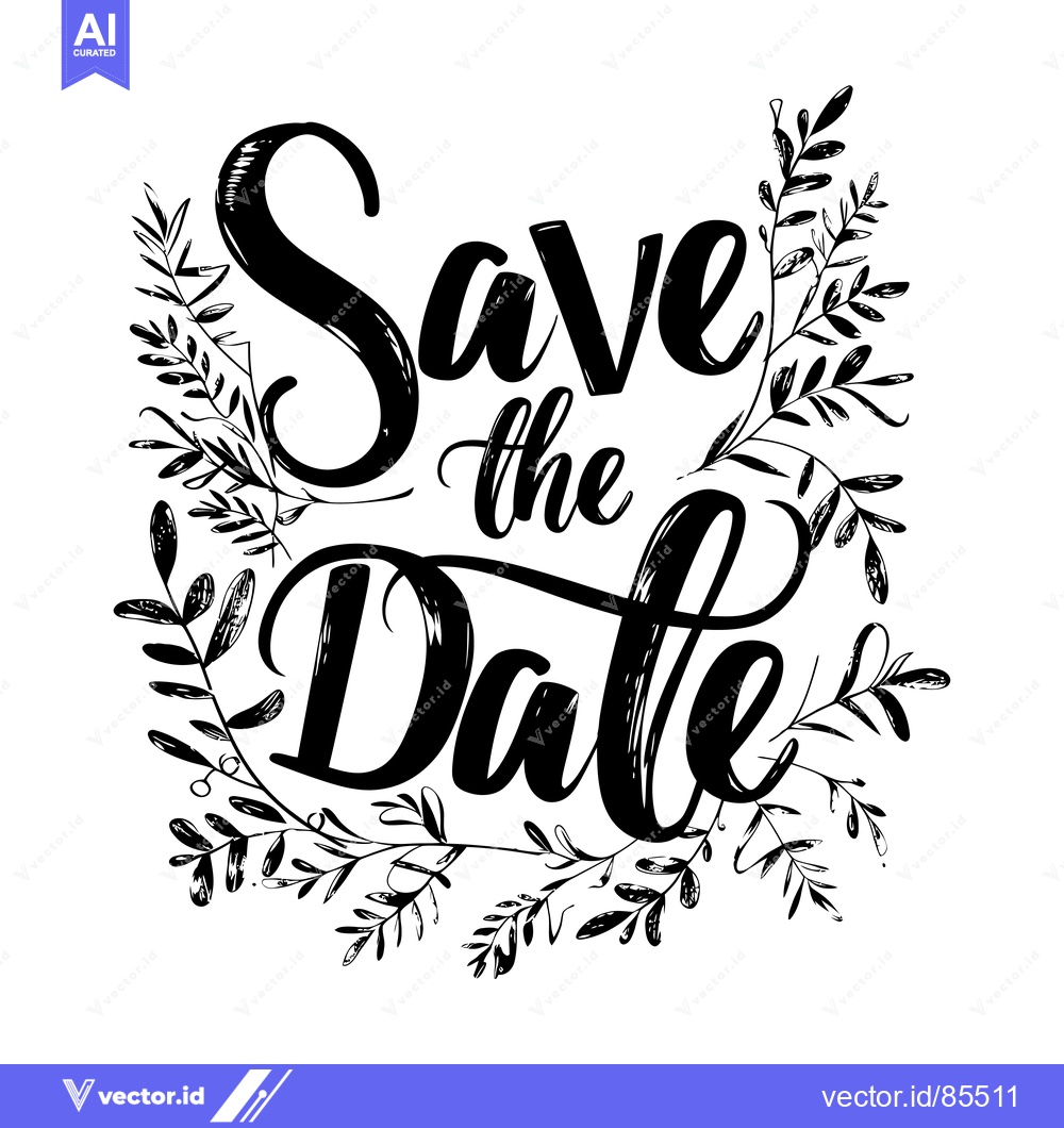Premium Vector dari Hand-drawn "Save the Date" with Floral Border