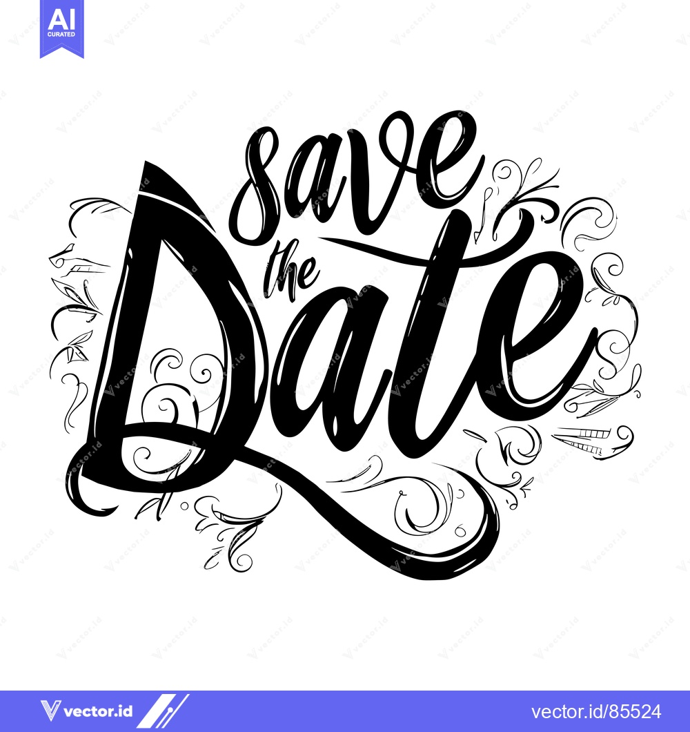 Premium Vector dari Save the Date Text with Ornamental Flourishes