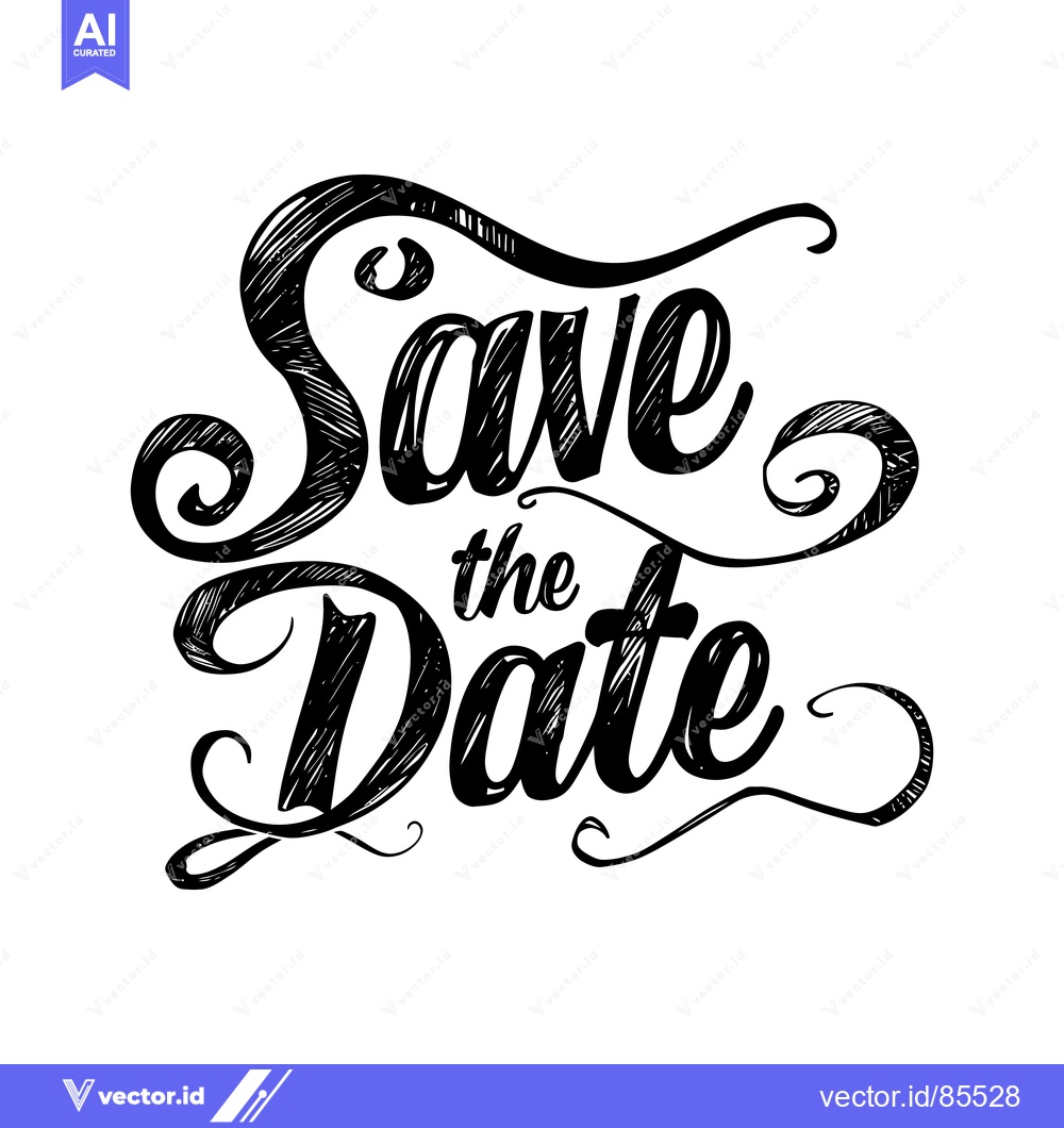 Premium Vector dari Hand-drawn "Save the Date" Script with Swirls