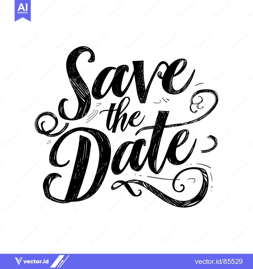 Premium Vector dari Handwritten "Save the Date" with Swirls