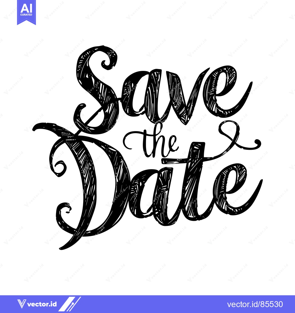 Premium Vector dari Hand-drawn Text Illustration of "Save the Date"
