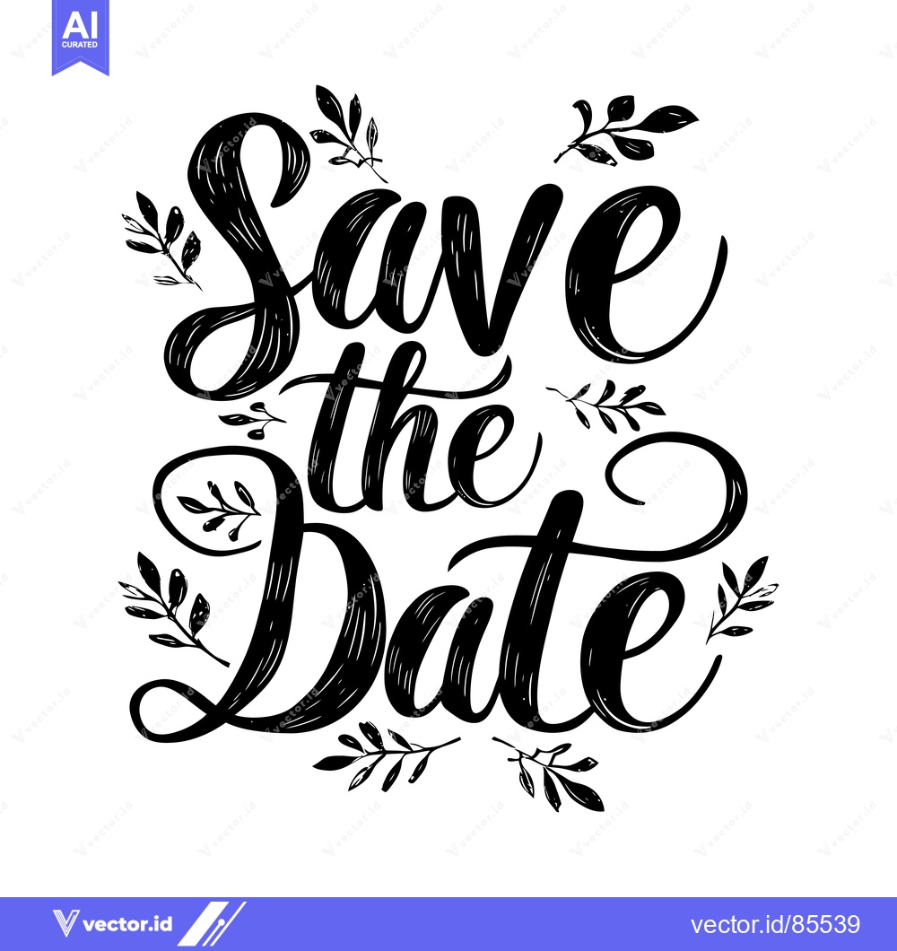 Premium Vector dari Handwritten "Save the Date" with Floral Decorations