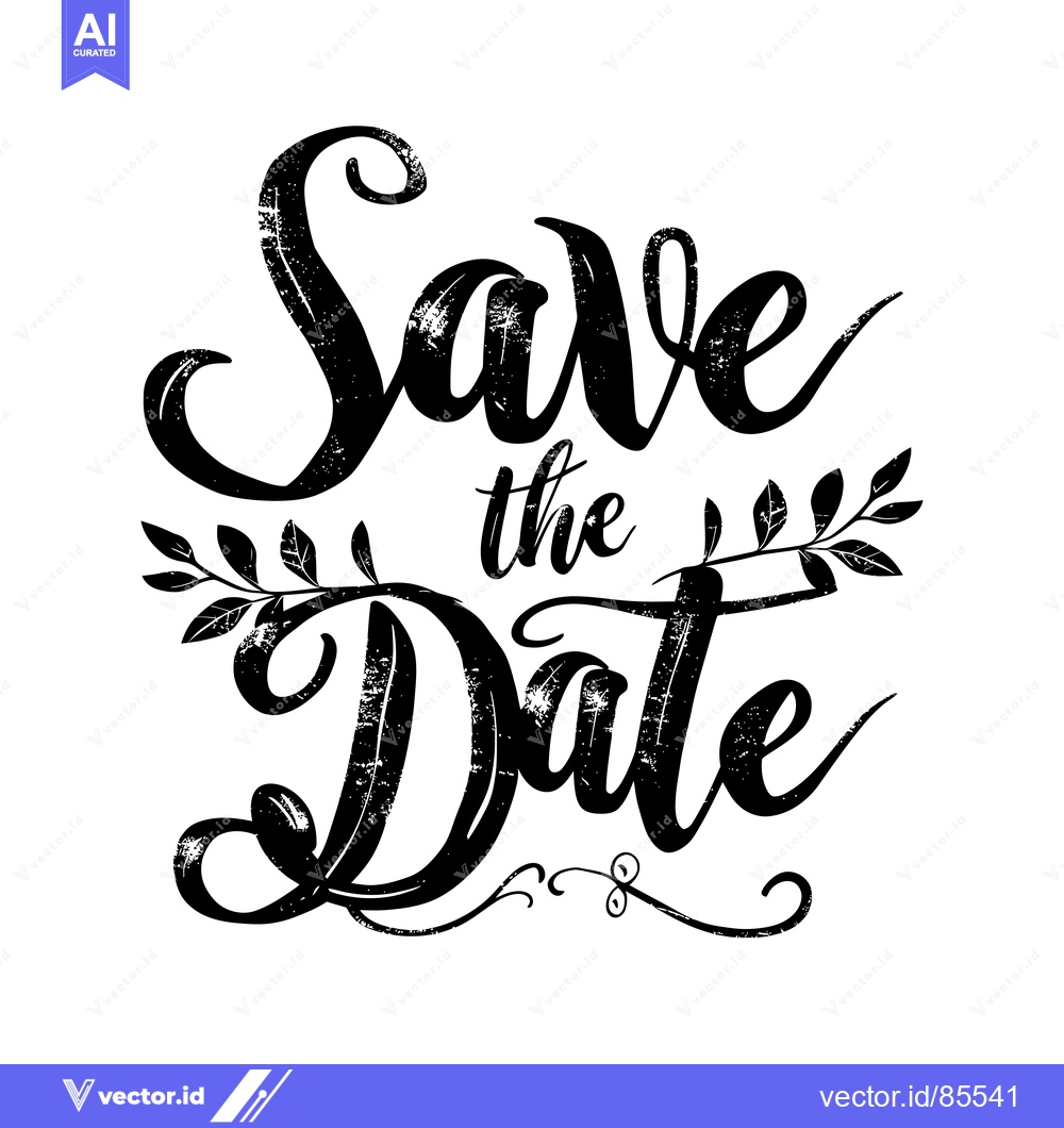 Premium Vector of Handwritten Save the Date with Floral Details