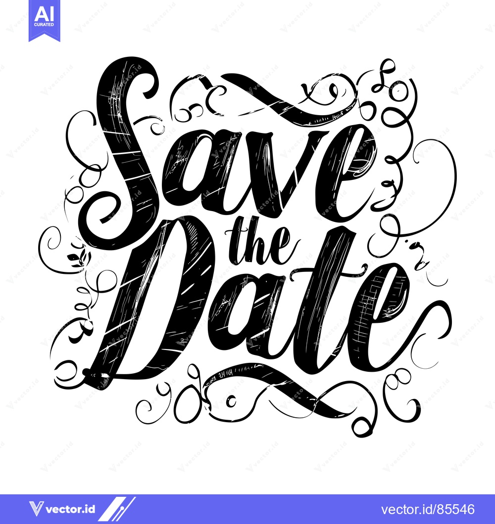 Premium Vector dari Hand-drawn calligraphic "Save the Date" inscription with ornate flouri
