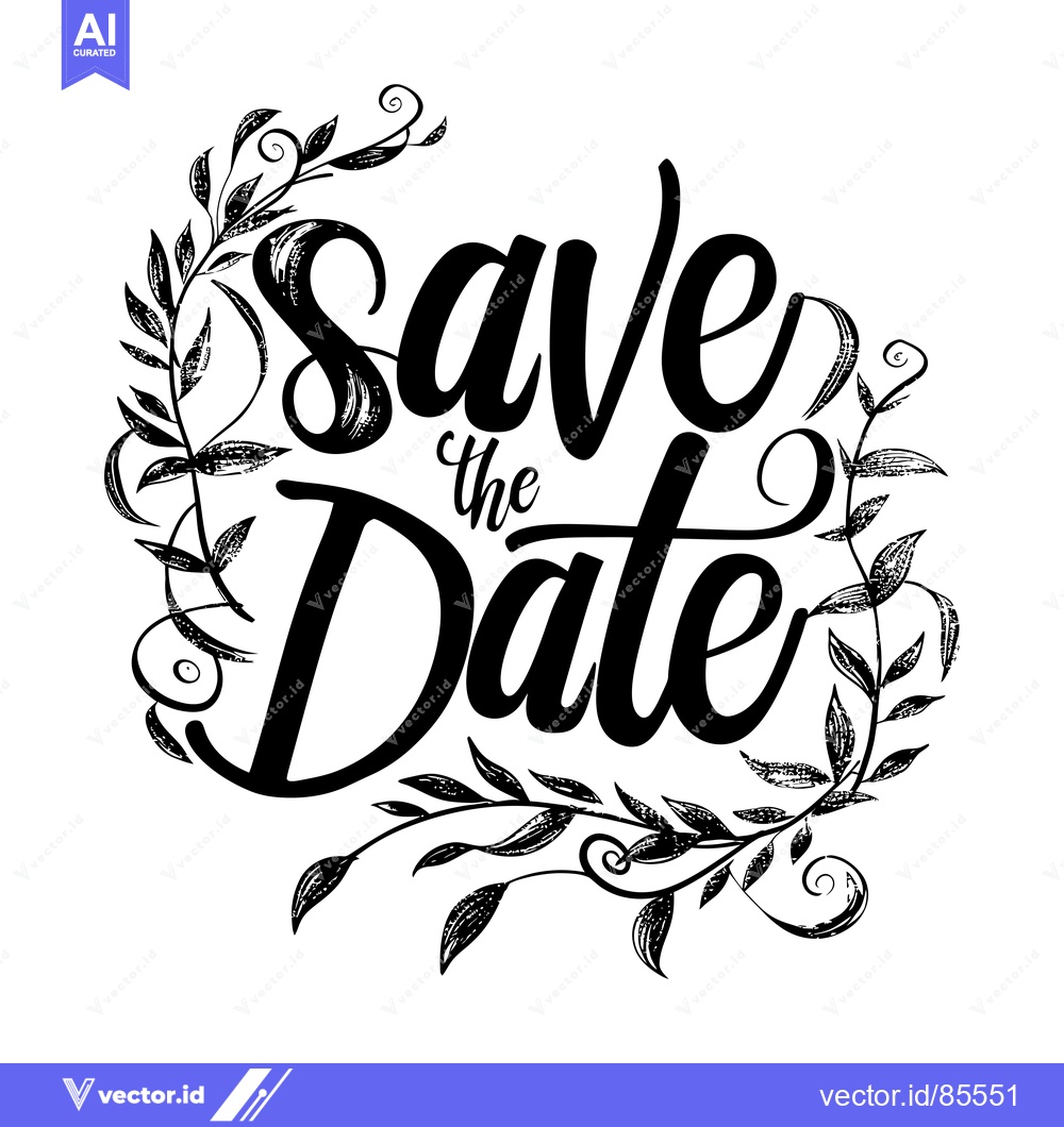 Premium Vector dari Hand-drawn "Save the Date" with Floral Frame