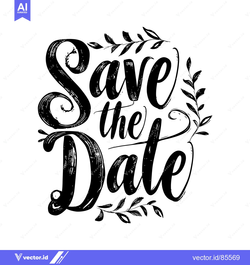 Premium Vector dari Handwritten Save the Date with Floral Elements