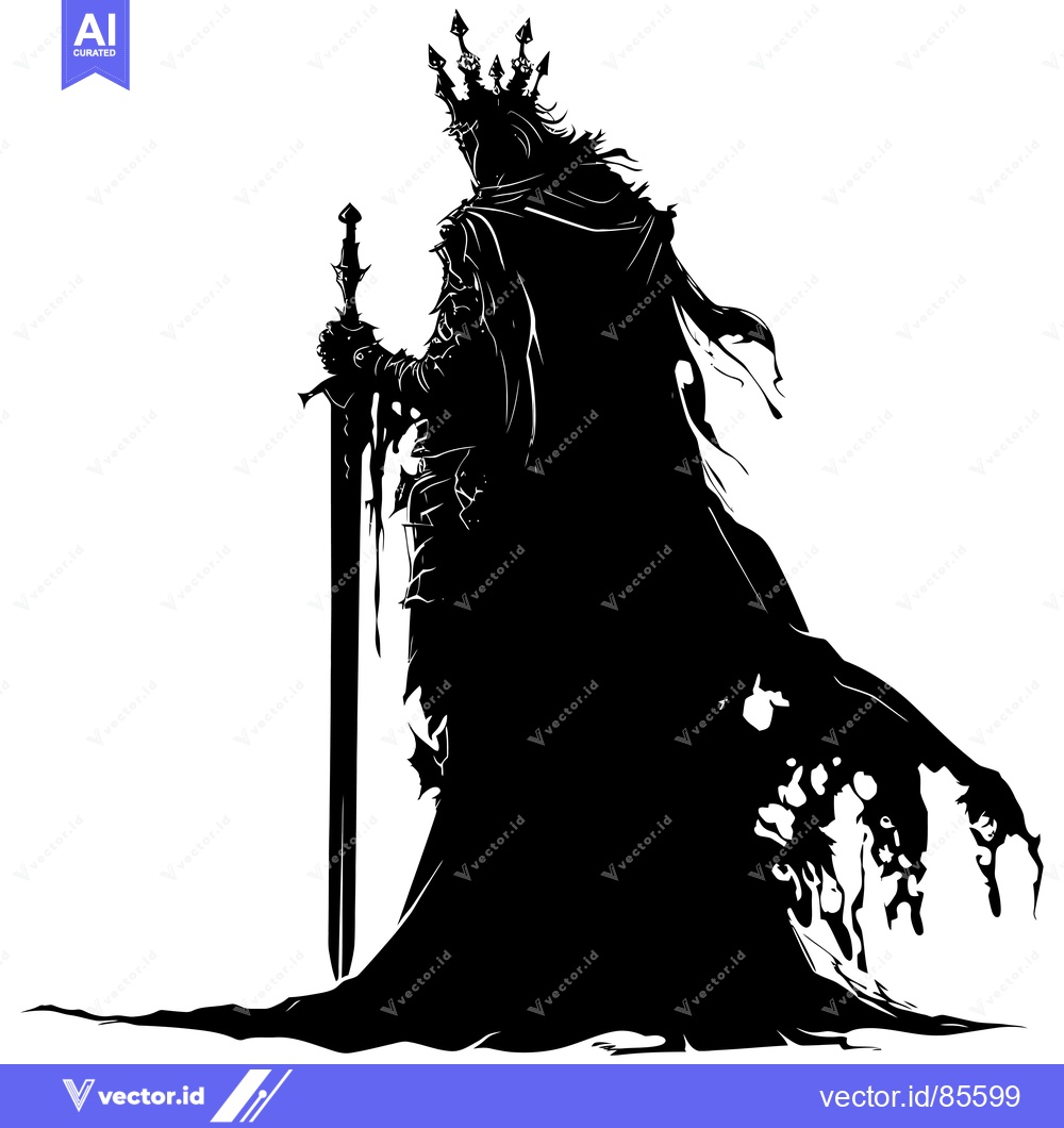 Premium Vector of Silhouette of a King in Armor Holding a Sword