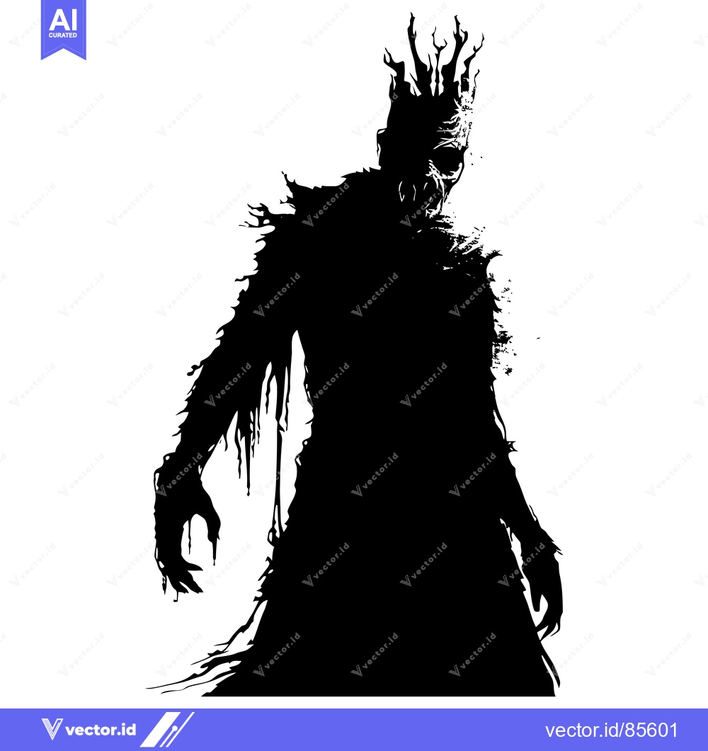 Premium Vector of Silhouette of a monstrous humanoid creature with a crown of thorns