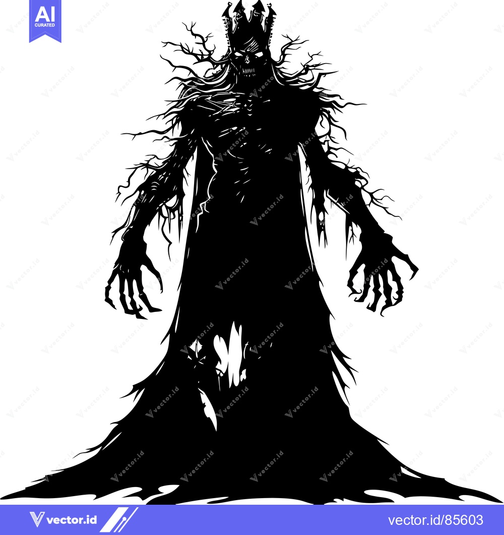 Premium Vector of Silhouette of a Ghastly, Crowned, Tree-Like Creature