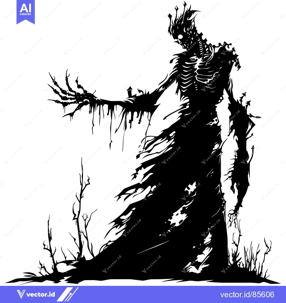 Premium Vector dari Silhouette of a Decaying, Crowned, Demon-like Creature