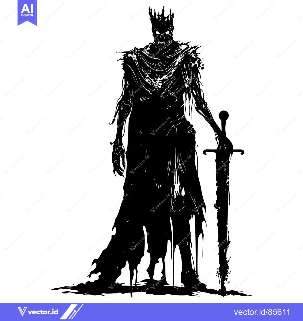 Premium Vector dari Silhouette of a Decaying King with a Sword