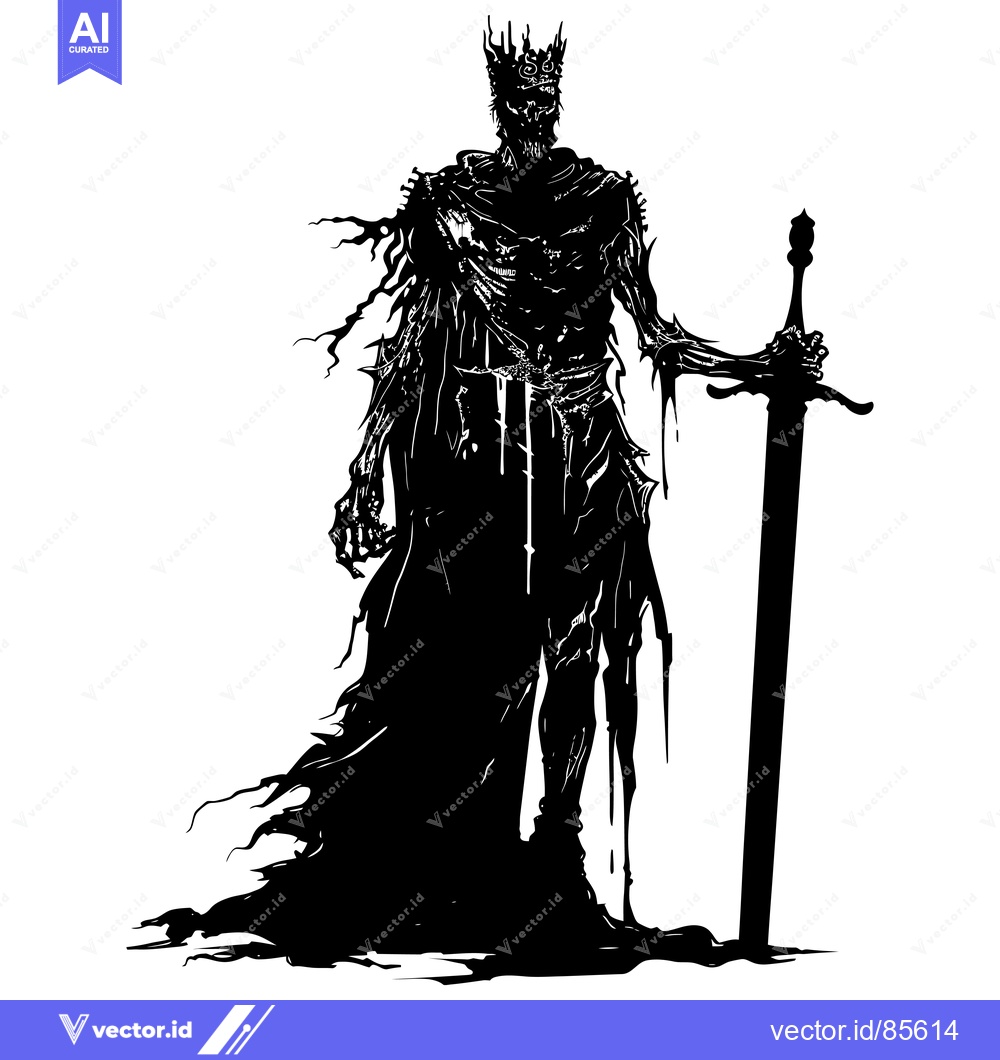 Premium Vector dari Silhouette of a Decaying King with a Sword