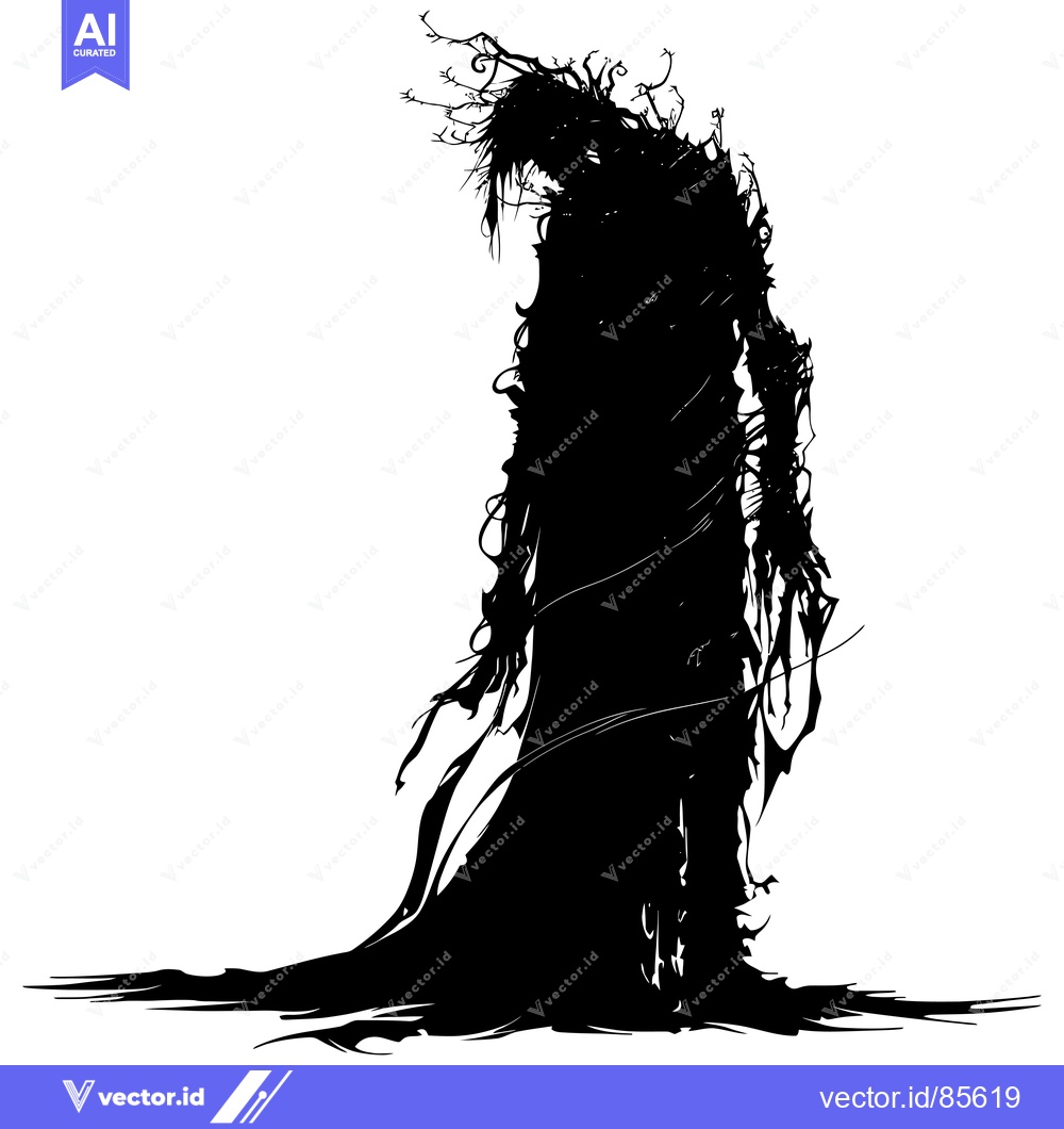 Premium Vector of Silhouette of a Creature with Vines Growing from its Head