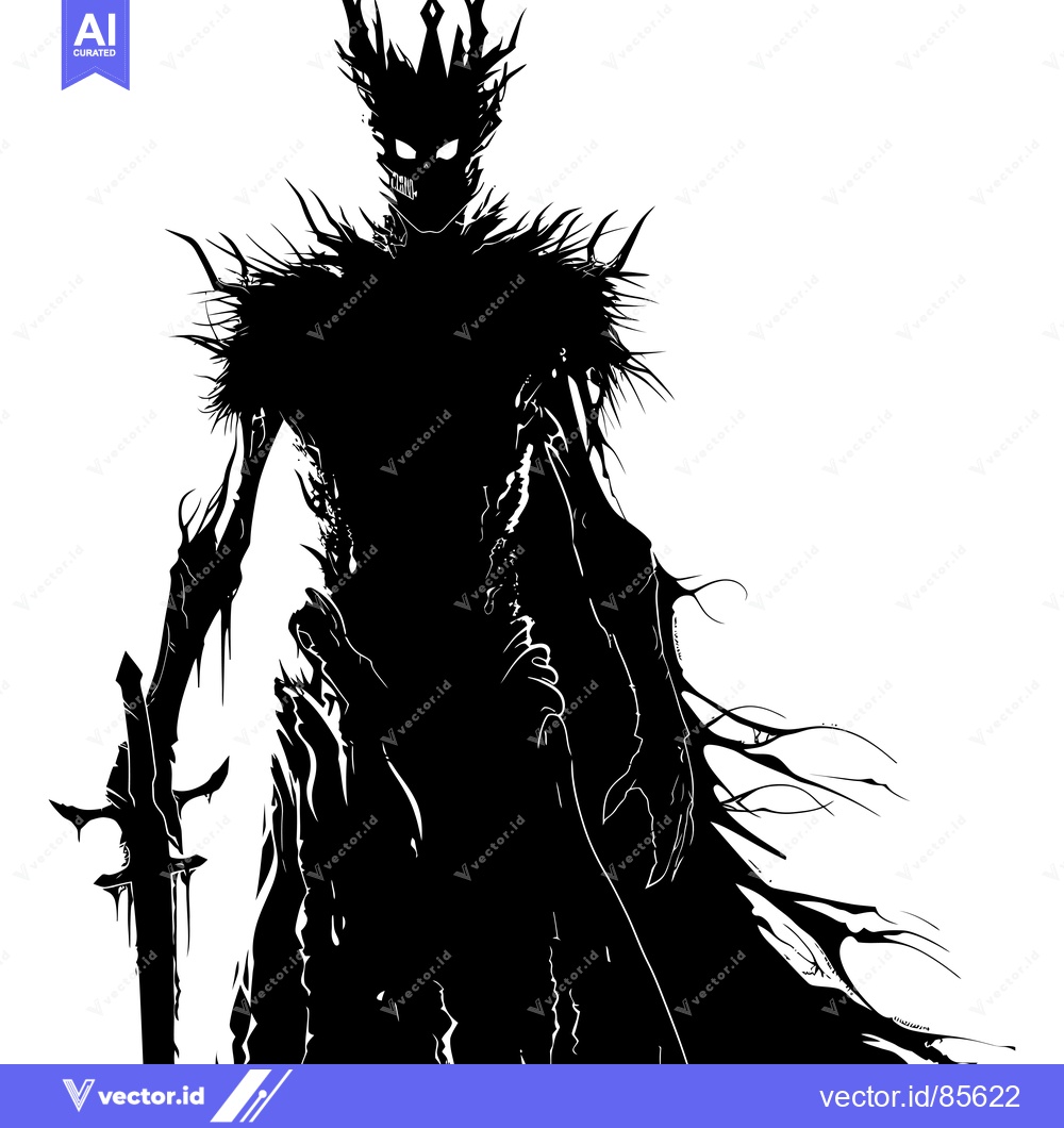 Premium Vector dari Silhouette of a Dark King Holding a Sword