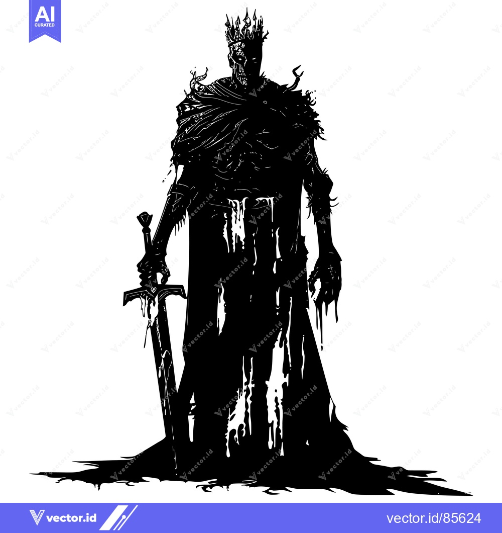 Premium Vector of Silhouette of a Decaying King Holding a Sword