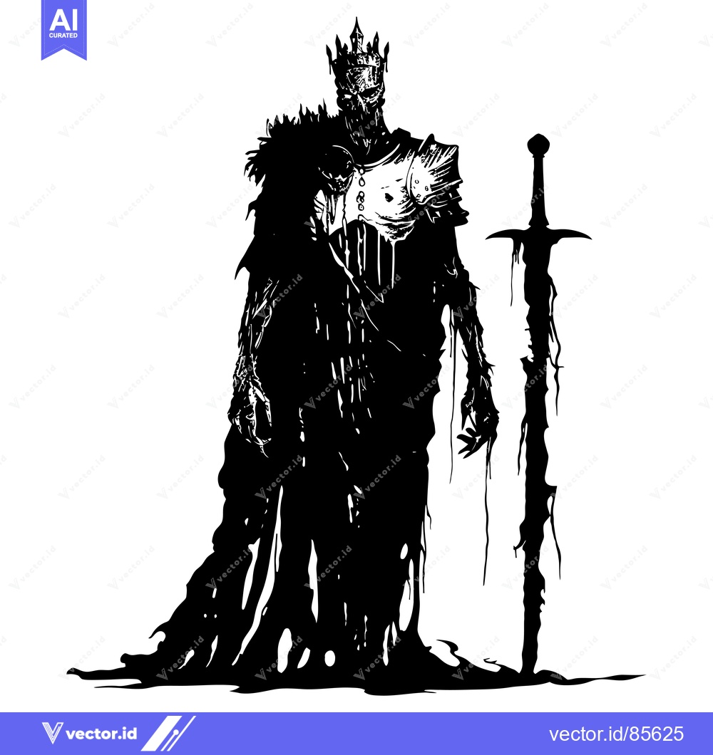 Premium Vector of A Silhouette of a King in Armor, Holding a Sword