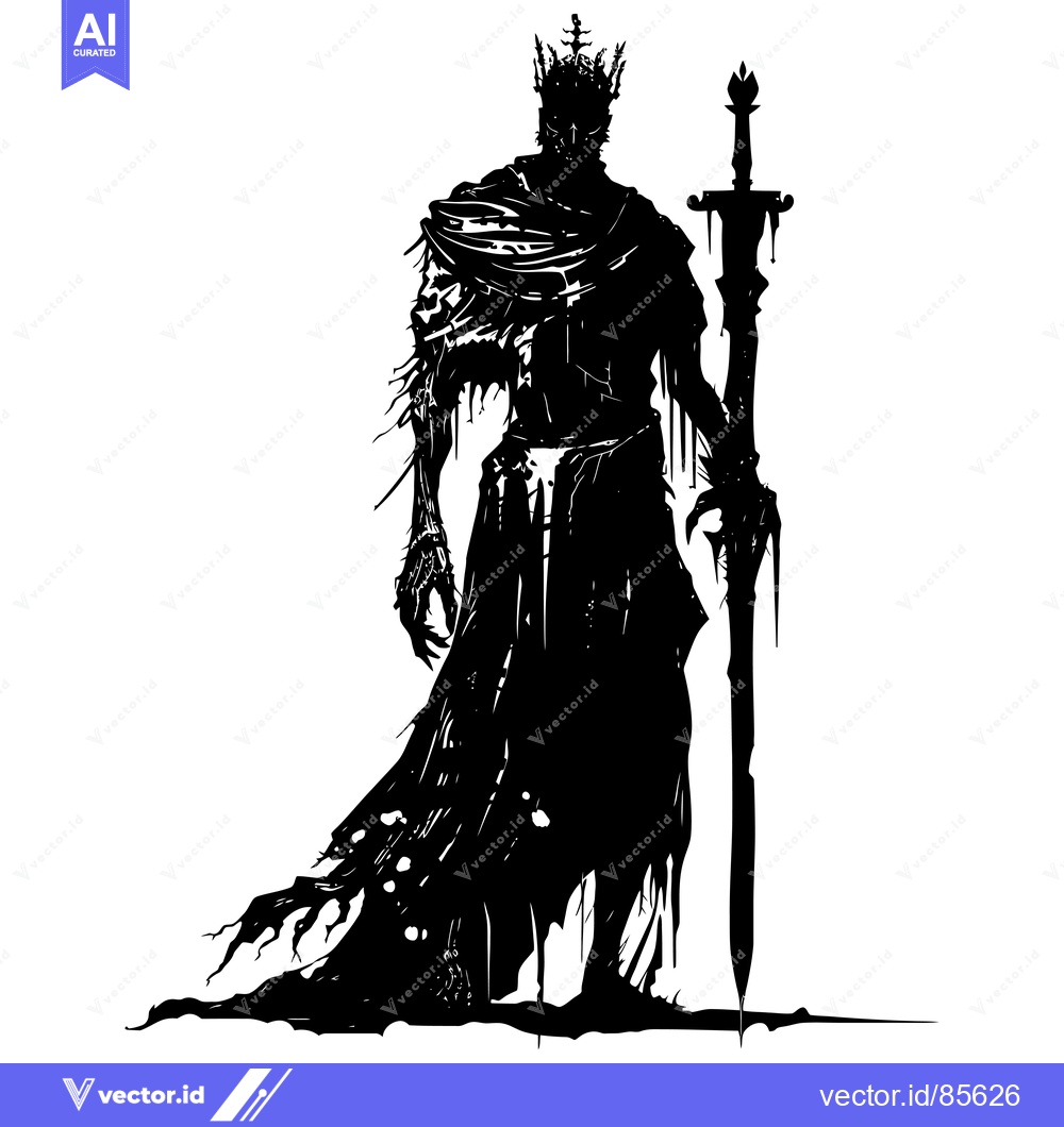 Premium Vector dari Silhouette of a Dark King Holding a Sword