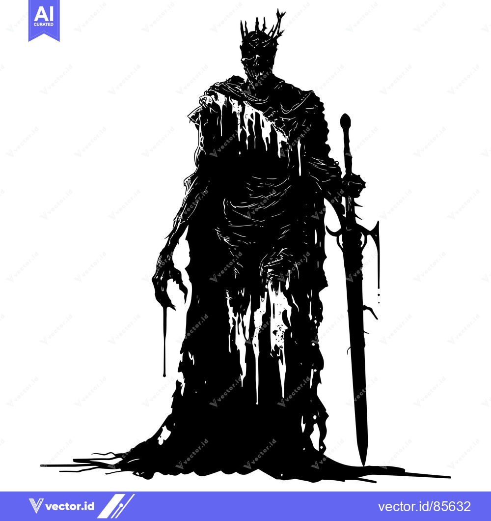 Premium Vector dari Silhouette of a Decaying King with a Sword