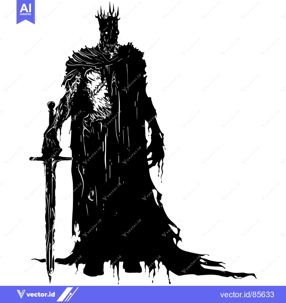 Premium Vector of Silhouette of a Decaying King with a Sword