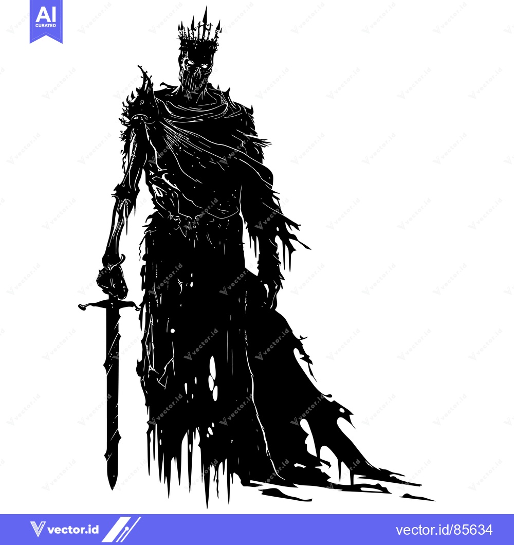 Premium Vector of Silhouette of a Decaying King with a Sword