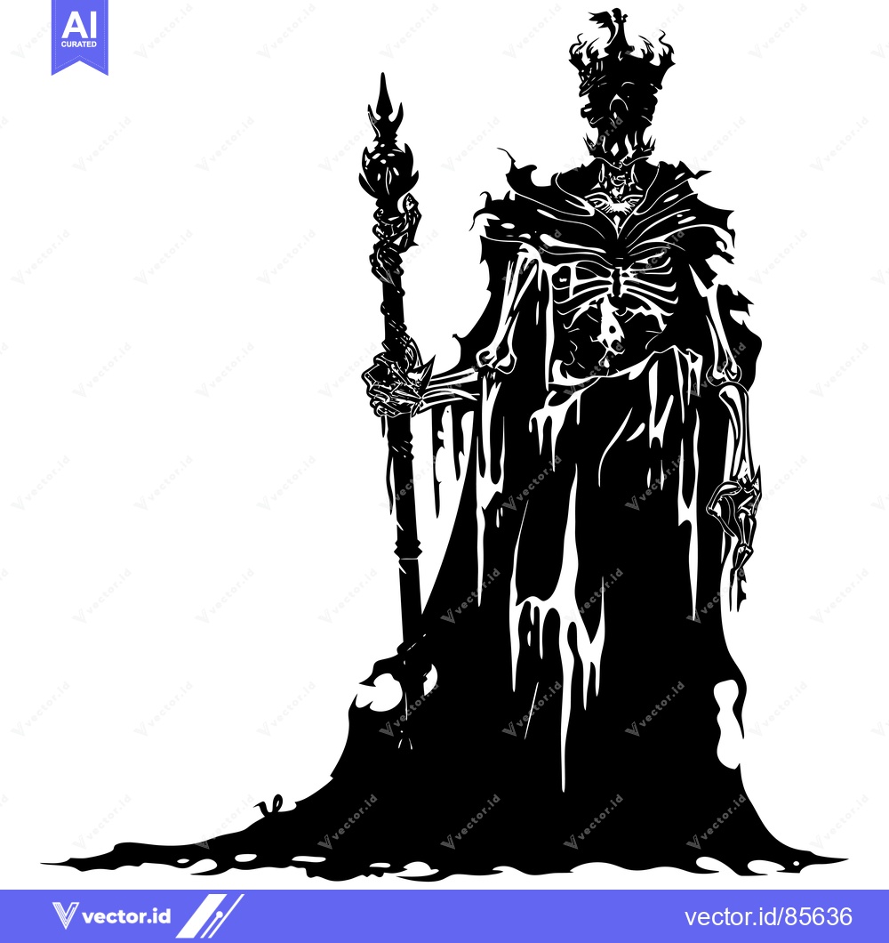Premium Vector dari Silhouette of a skeletal king with a scepter
