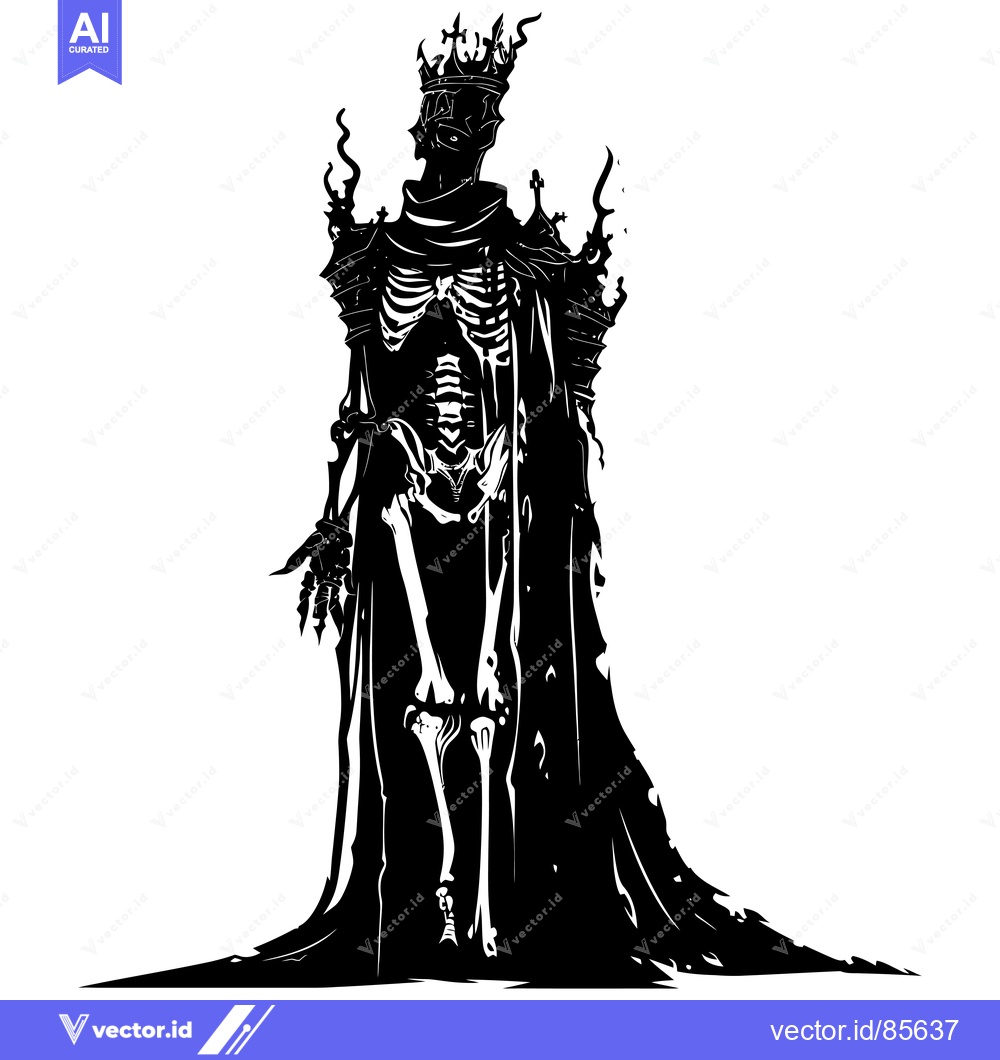 Premium Vector dari A Skeletal Figure Wearing a Crown and Robe