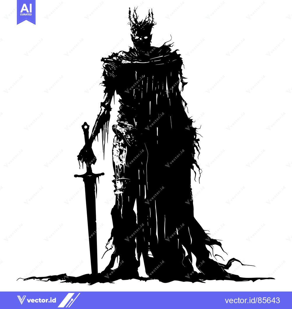 Premium Vector dari Silhouette of a Dark King with a Sword