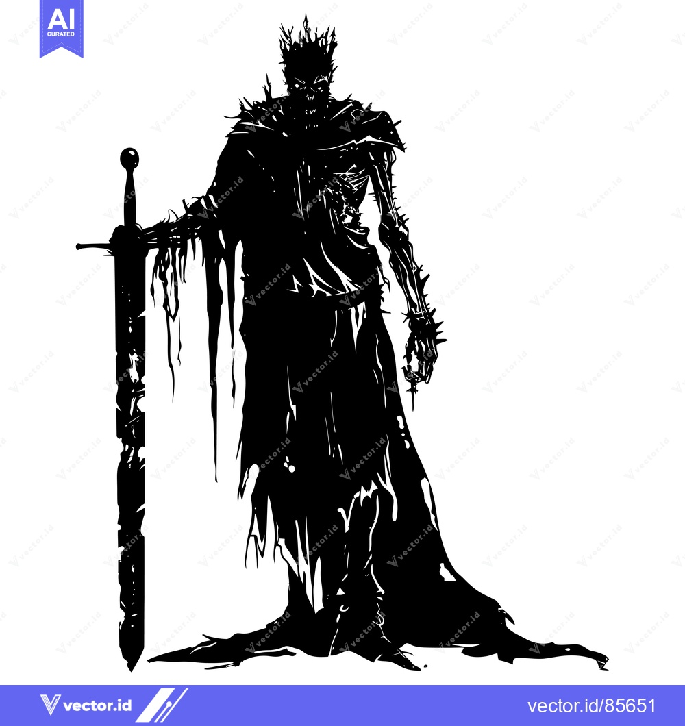 Premium Vector of Silhouette of a Decaying King Holding a Sword