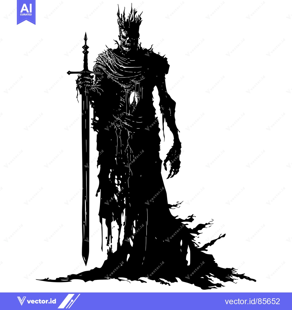 Premium Vector dari Silhouette of a Corrupted King with a Sword