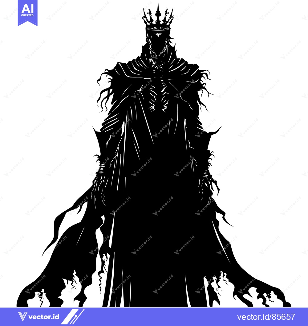Premium Vector of Silhouette of a Dark King Wearing a Crown and Robe