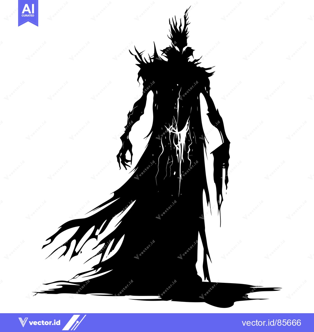 Premium Vector dari Silhouette of a Dark and Horrifying Figure with a Crown of Thorns