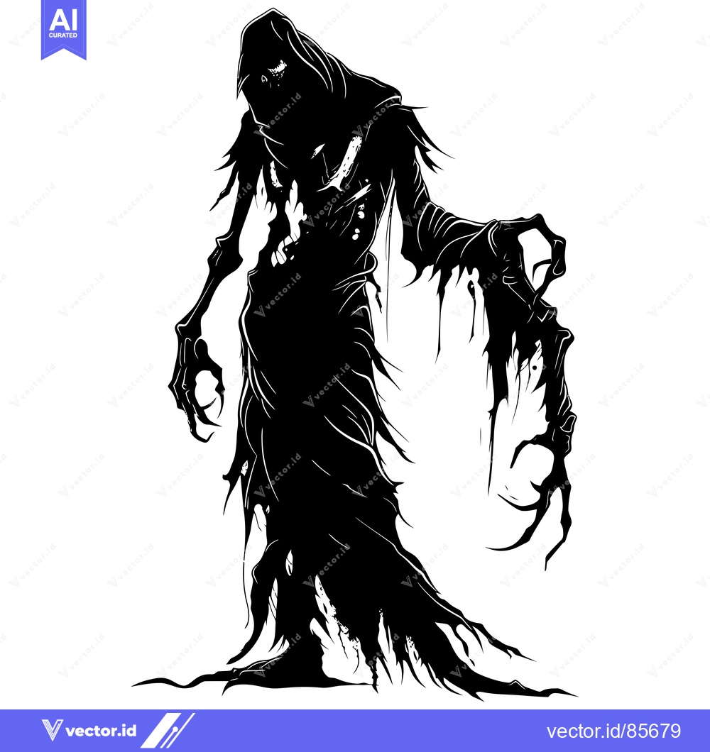 Premium Vector of Silhouette of a Spooky Figure with Clawed Hands