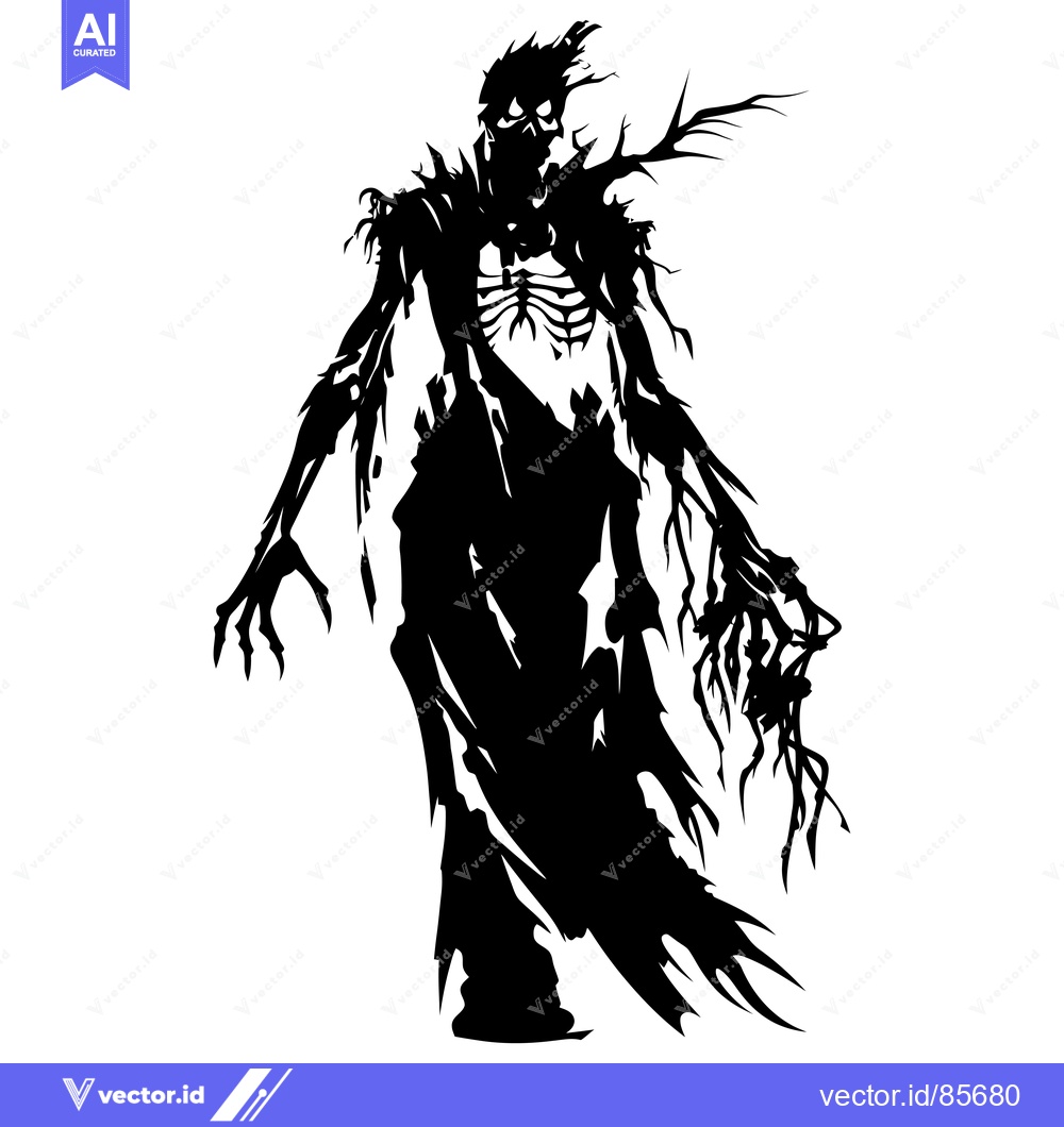 Premium Vector of Silhouette of a Decaying, Animated, Skeletal Figure