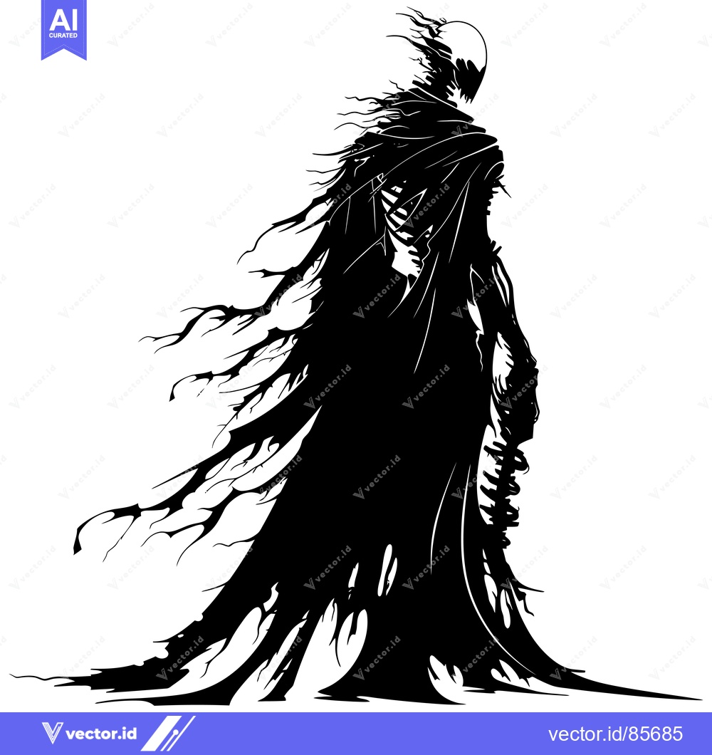 Premium Vector of A Shadowy Figure Cloaked in Darkness
