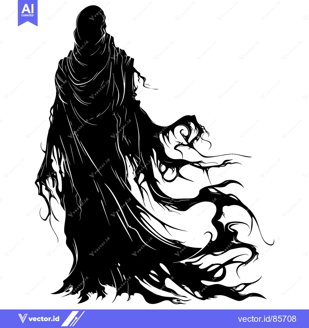 Premium Vector dari A Shadowy Figure in a Flowing Cape