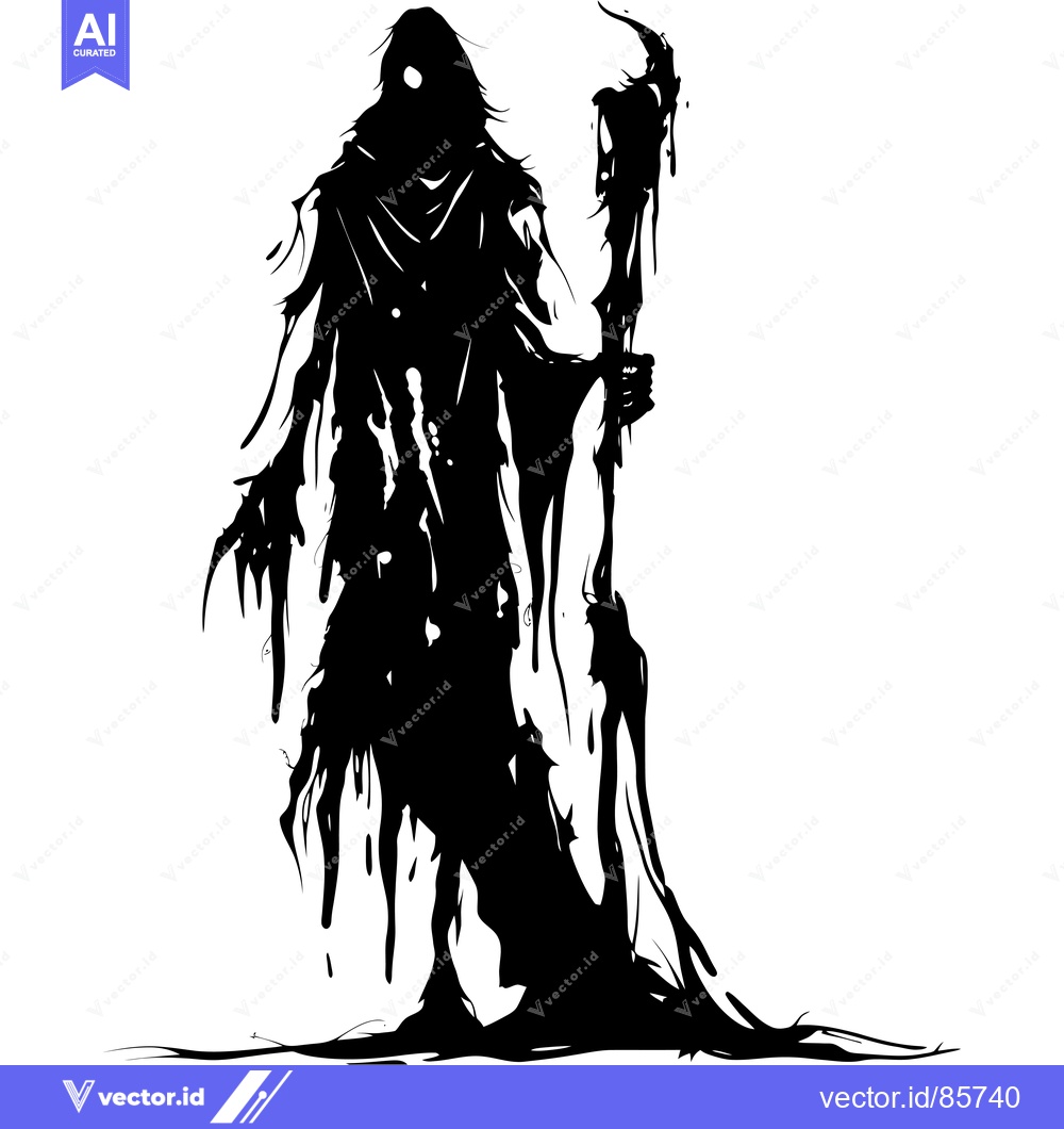 Premium Vector dari Silhouette of a Figure Holding a Dripping Staff